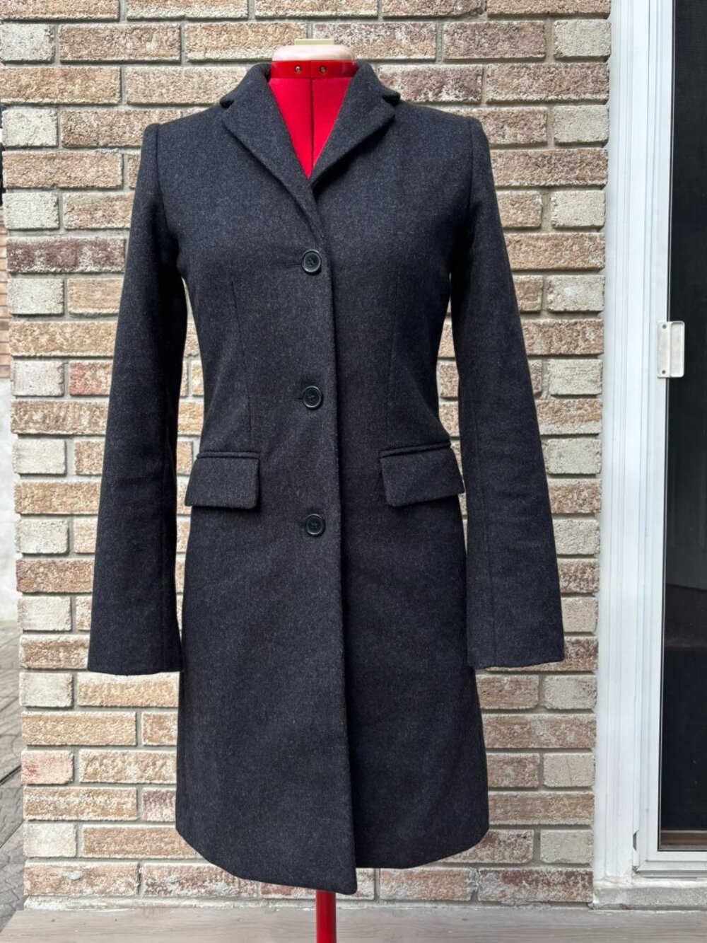 Sears Charcoal Wool Cashmere Blend Long Coat XS | Tailored Winter Coat